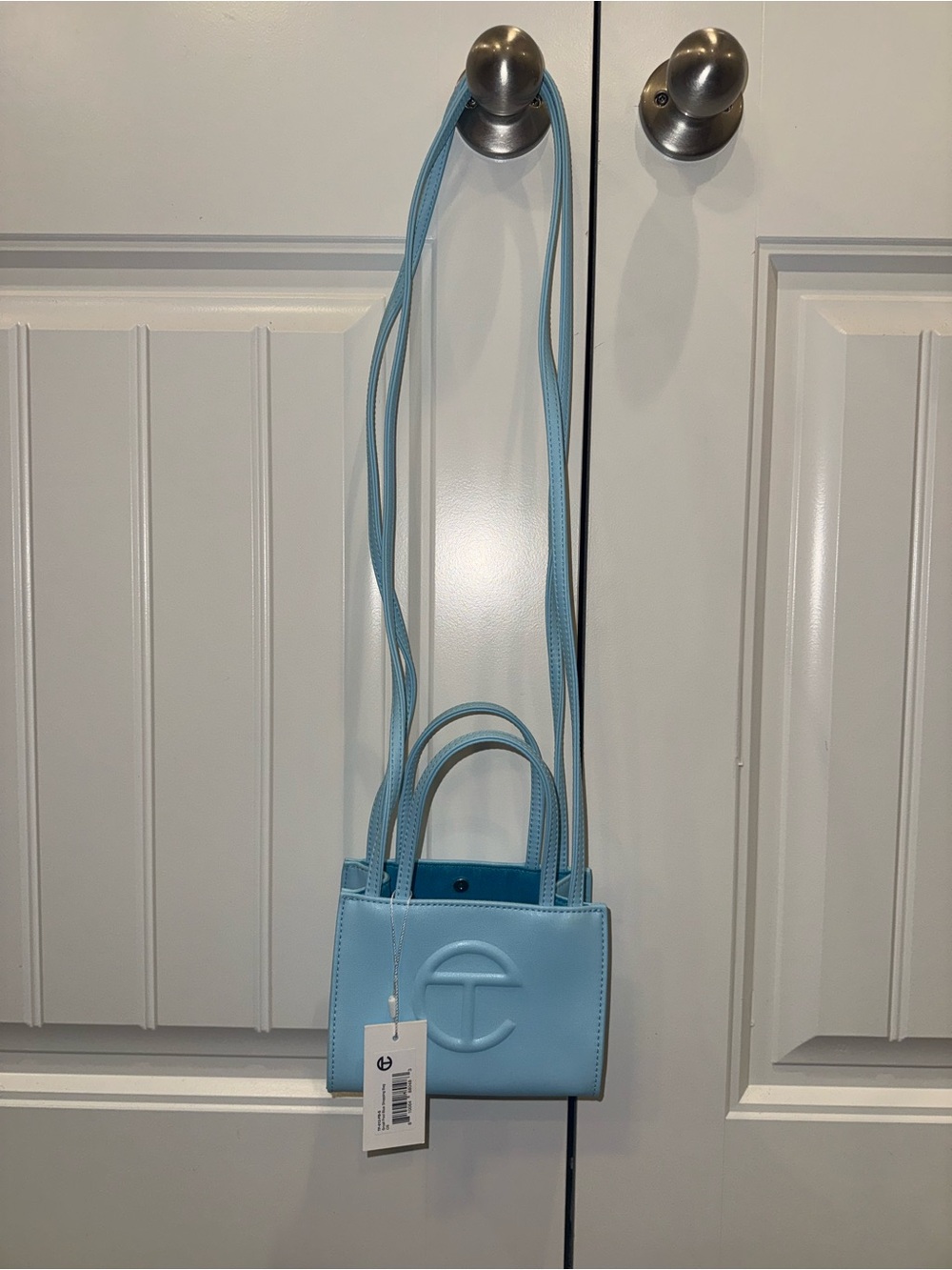 Telfar Sky Blue Mini Crossbody Tote with Top Handles
